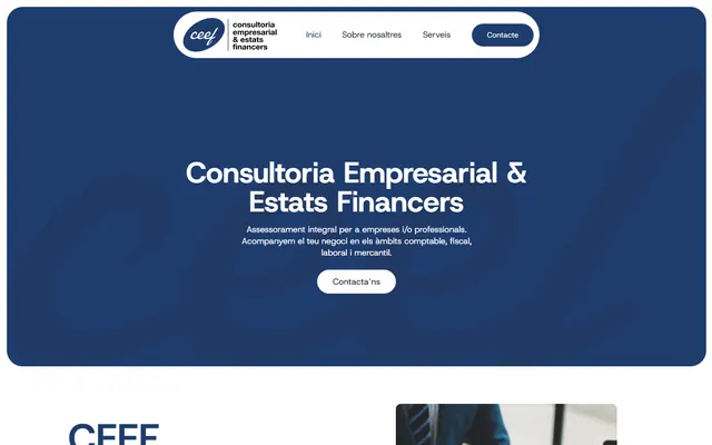 Portada de la web de la consultoria CEEF, a l'ordinador i al mòbil